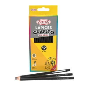 Estuche 12 Lápices Grafito HB Sin Goma Artel