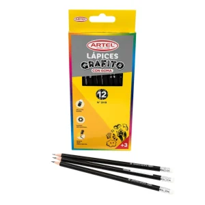 Estuche 12 Lápices Grafito HB Con Goma Artel