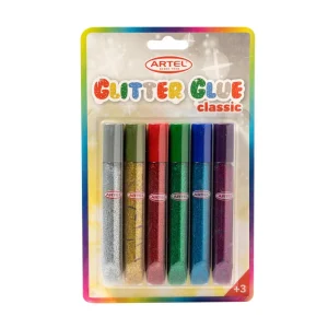 6 Glitter Glue Colores 13gr. Artel