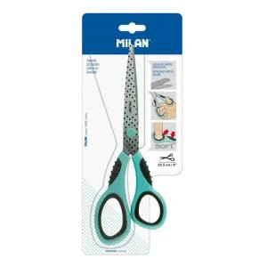 Tijera Oficina 20cm Asidero Blando dots verde Soft