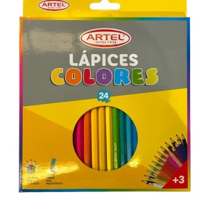 Estuche 24 Lápices de Colores Largos Artel