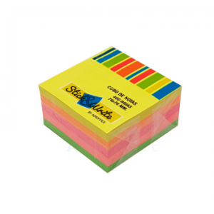 CUBO DE NOTAS ADHESIVAS 400 HOJAS NEON 76X76MM STICK&WRITE