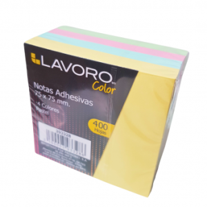 NOTAS ADHESIVAS 76X76MM 4 COLORES PASTEL LAVORO